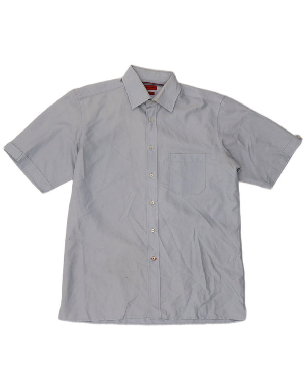 Camisa Pierre Cardin Hombre Manga Corta Regular Fit Algodón Azul Medio
