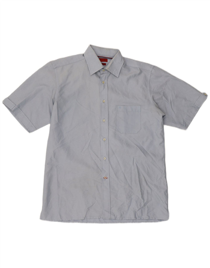 Camisa Pierre Cardin Hombre Manga Corta Regular Fit Algodón Azul Medio