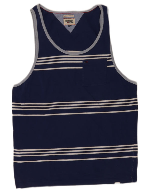 Tommy Hilfiger Hombre Chaleco Top Medio Azul Marino Rayas Algodón