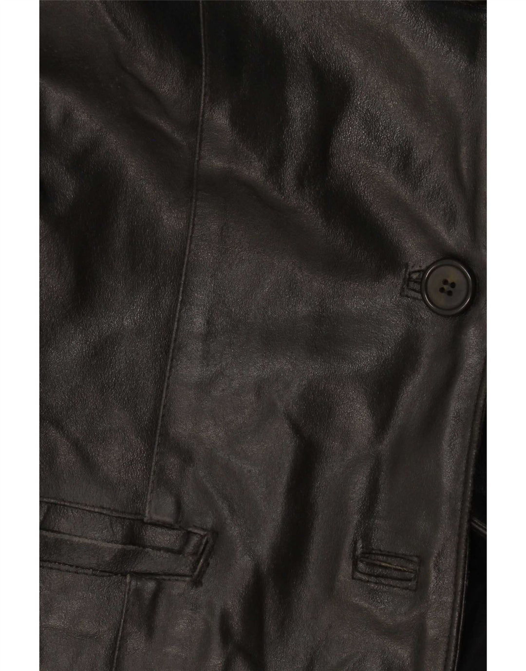 Vintage mujer cuero 3 botones Blazer chaqueta Reino Unido 14 medio negro