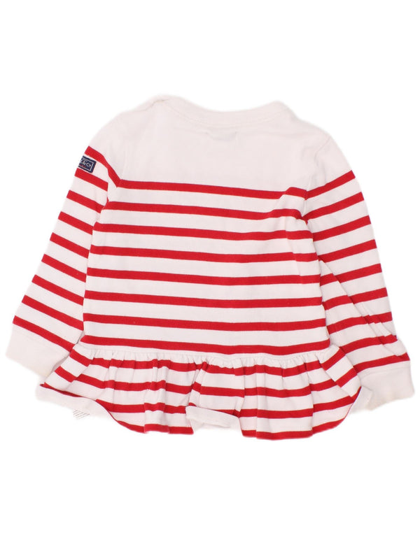 Ralph Lauren Vestido tipo jersey de manga larga para niñas de 12 a 18 meses, color blanco a rayas