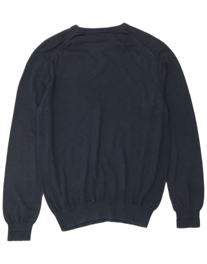 CREW CLOTHING Suéter tipo jersey con cuello redondo para hombre Algodón azul marino medio