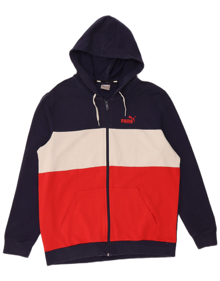 PUMA Sudadera con capucha y cremallera para hombre, talla grande, algodón multicolor con bloques de color