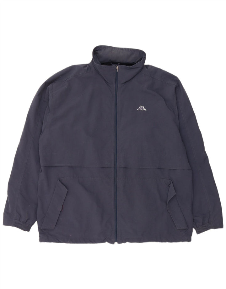 KAPPA Chaqueta impermeable con capucha para hombre UK 42 XL Azul marino Poliamida