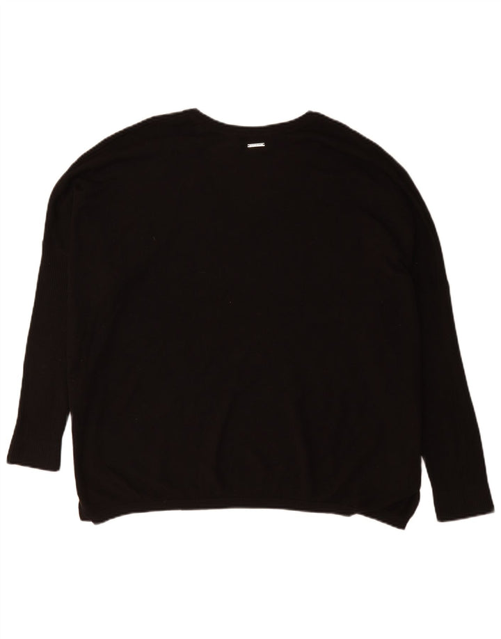 Dkny Suéter tipo jersey con cuello en V y gráfico extragrande para mujer UK 46 Large Black