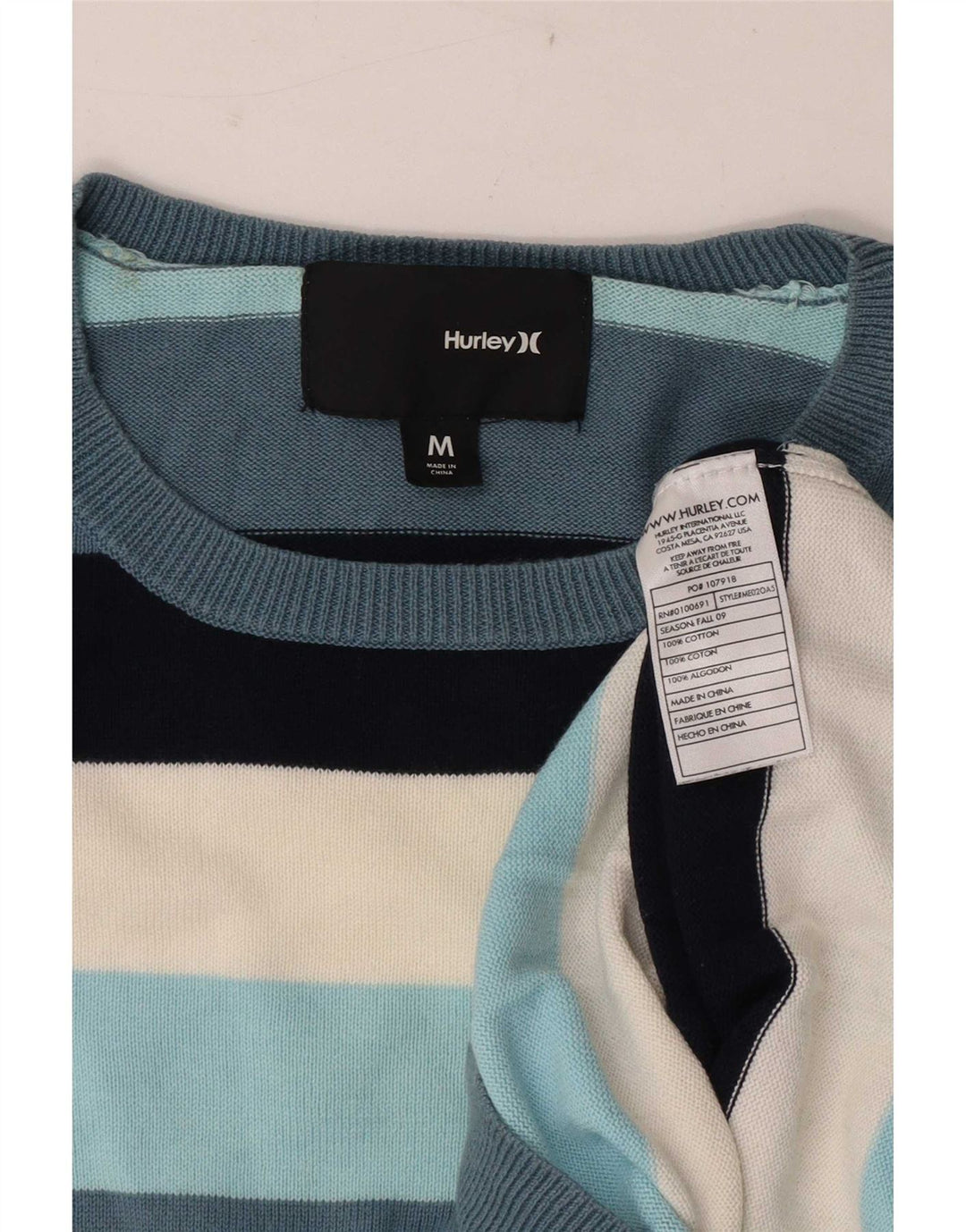 Hurley Jersey De Cuello Redondo Para Hombre Jersey De Algodón De Rayas Multicolor Mediano