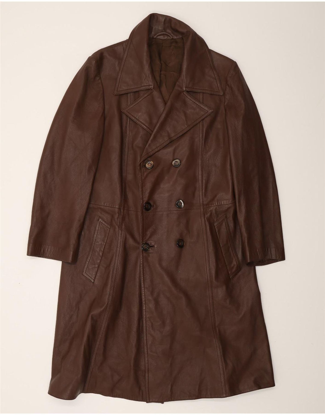 VINTAGE Abrigo de cuero para hombre Reino Unido 38 Cuero marrón medio