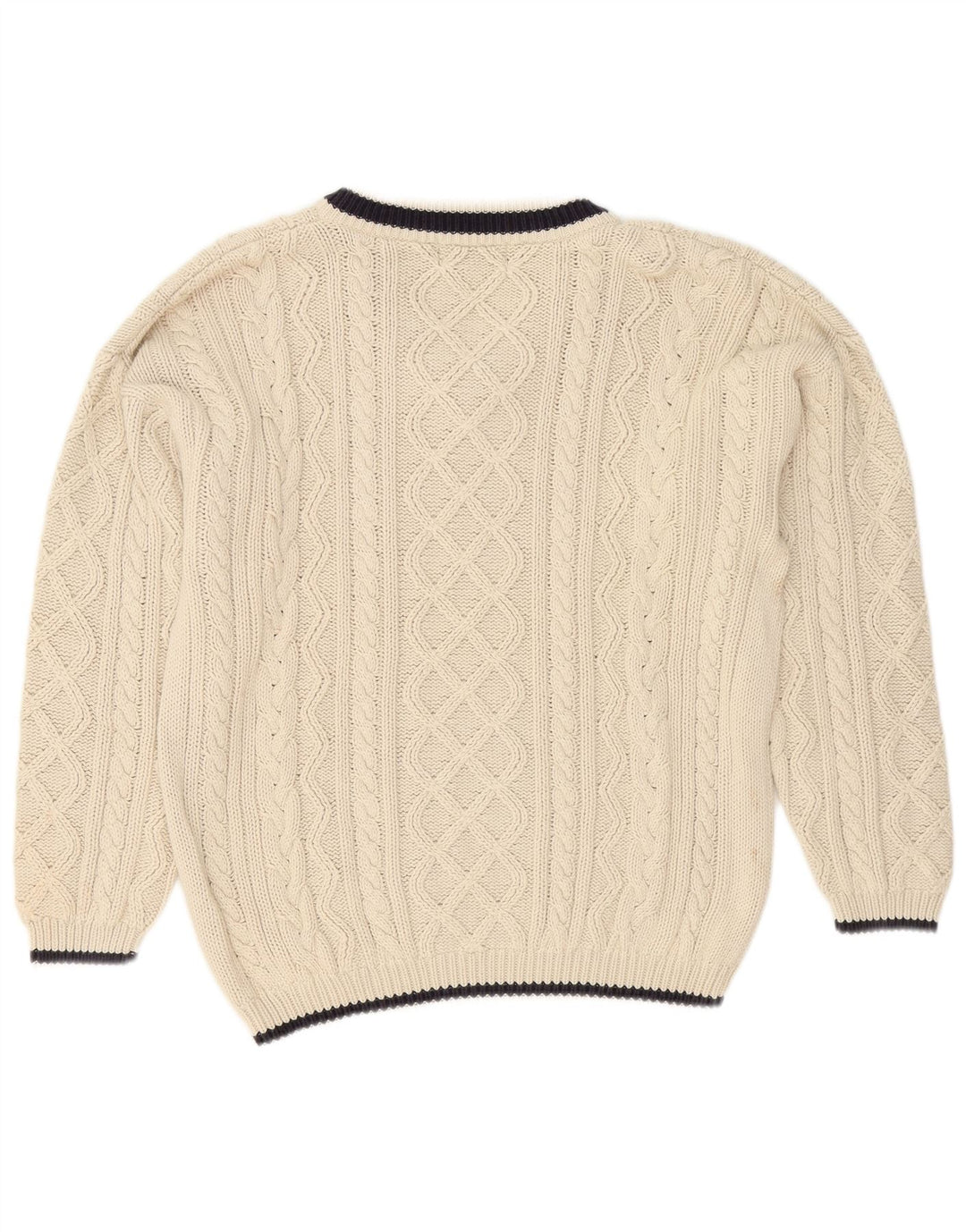 Cotton Republic Jersey con Cuello en V para Hombre de algodón Blanco Roto Medio