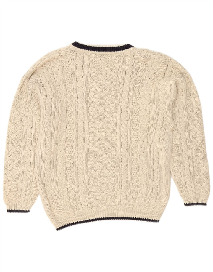 Cotton Republic Jersey con Cuello en V para Hombre de algodón Blanco Roto Medio