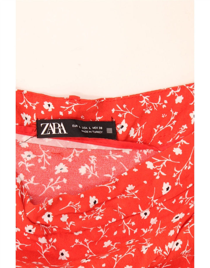 ZARA Falda pantalón para mujer UK 44 Grande Rojo Floral