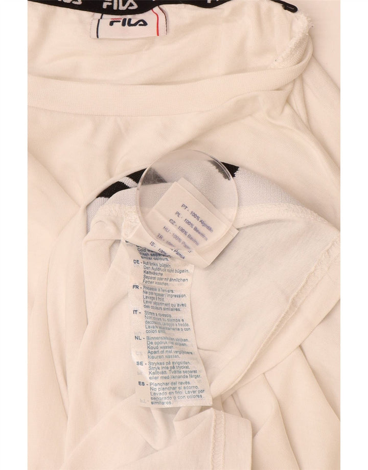 FILA Mens Graphic Top Manga Larga Grande Blanco Colorblock Algodón