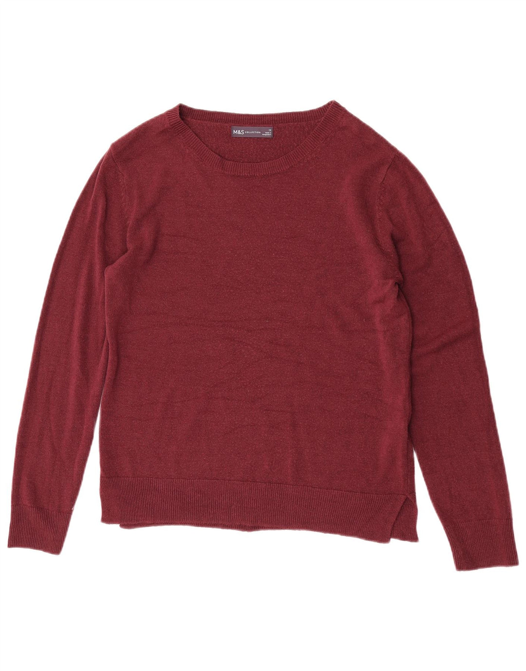 Marks & Spencer Suéter tipo jersey con cuello barco para mujer Reino Unido 12 Acrílico granate mediano