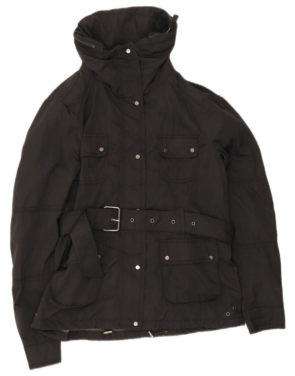 Vintage mujer cinturón chaqueta utilitaria Reino Unido 12 medio negro