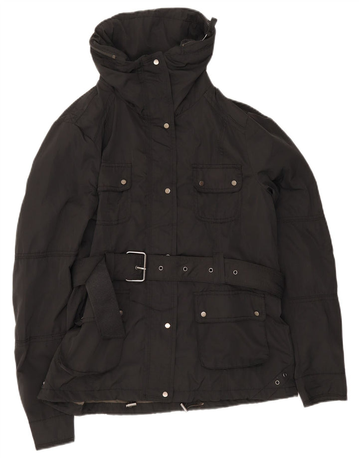 Vintage mujer cinturón chaqueta utilitaria Reino Unido 12 medio negro
