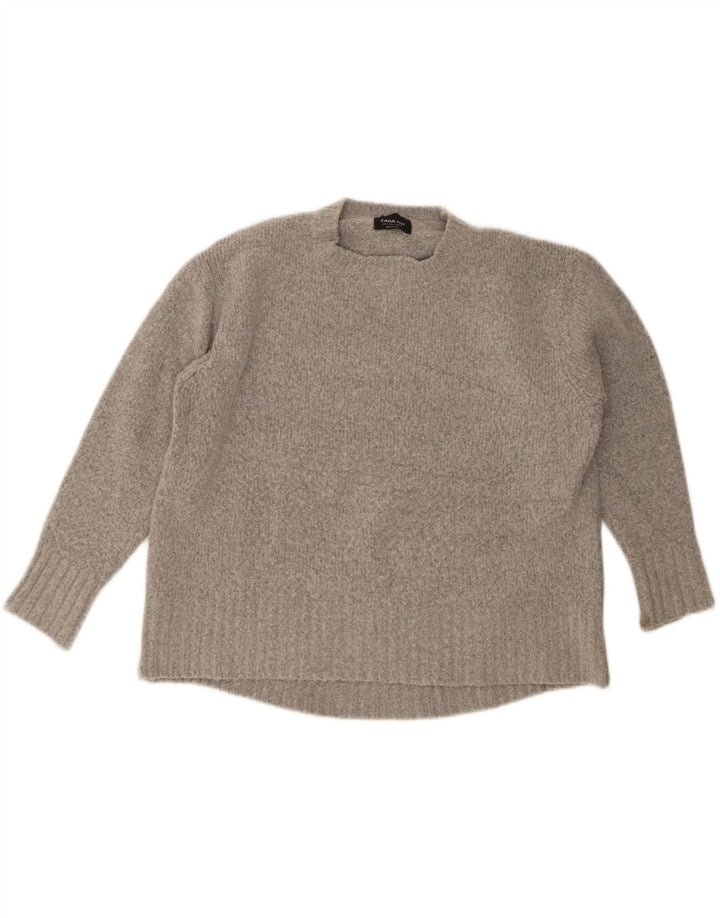 Zara Mujer Suéter De Cuello Redondo De Gran Tamaño UK 10 Small Gris