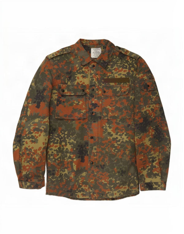 Vintage hombres camisa militar medio caqui camuflaje algodón