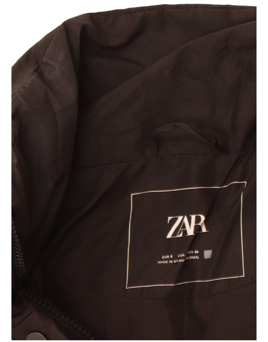 Zara Mujer Chaqueta Acolchada Extragrande UK 10 Small Poliéster Negro