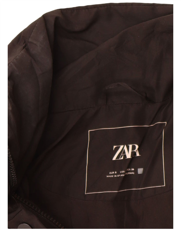 Zara Mujer Chaqueta Acolchada Extragrande UK 10 Small Poliéster Negro