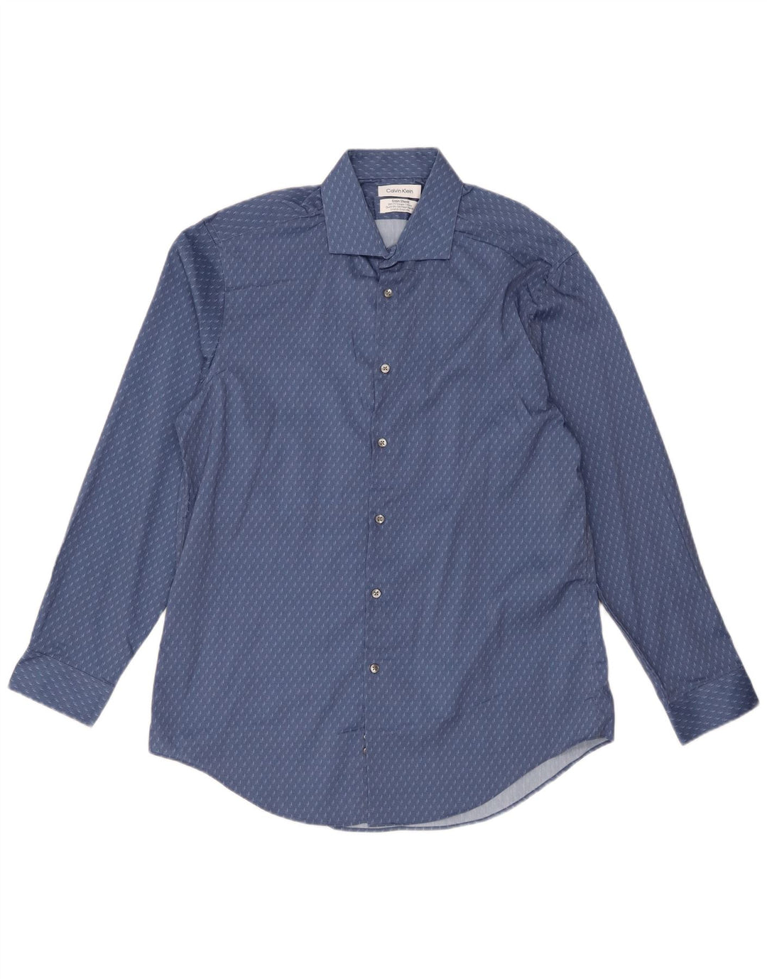 Calvin Klein Camisa Slim Fit para hombre Talla 16 1/2 Poliéster geométrico azul grande