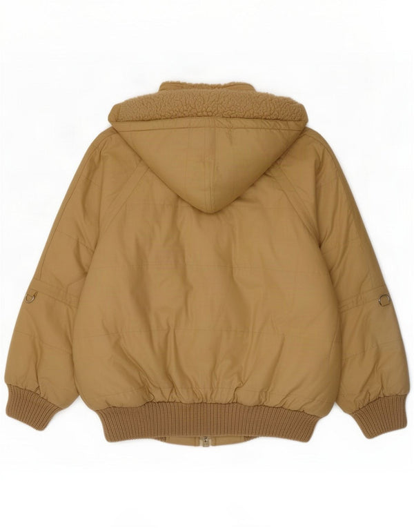 Chaqueta Sherpa con capucha vintage para hombre UK 40 Grande Poliéster beige