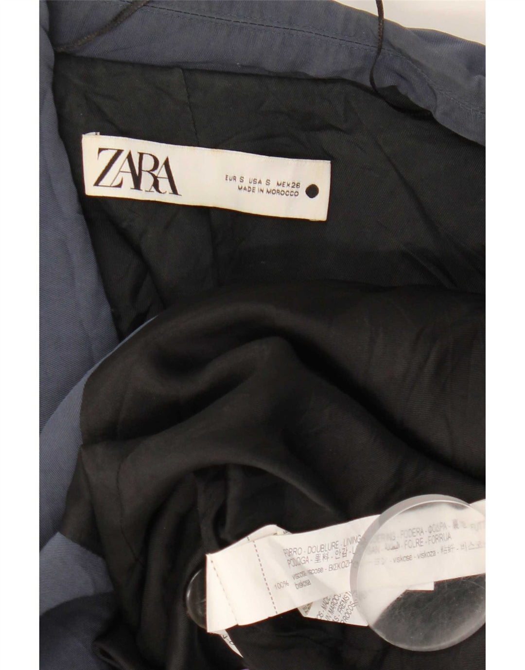 Zara Chaqueta Blazer Extragrande con 1 Botón para Mujer UK 10 Small Azul Marino Viscosa