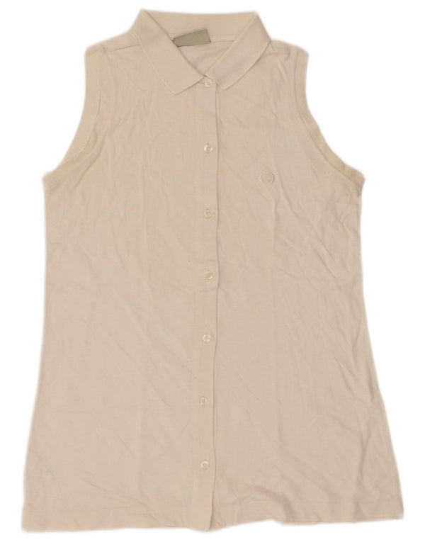Sergio Tacchini Blusa sin mangas para mujer UK 10 Small White Cotton