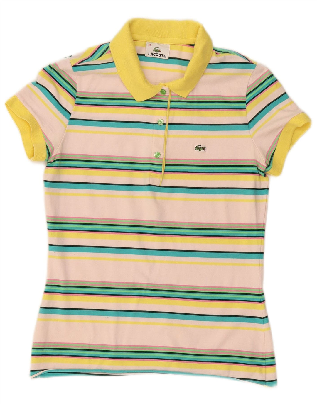 Polo LACOSTE para mujer talla 40 mediano algodón a rayas multicolor