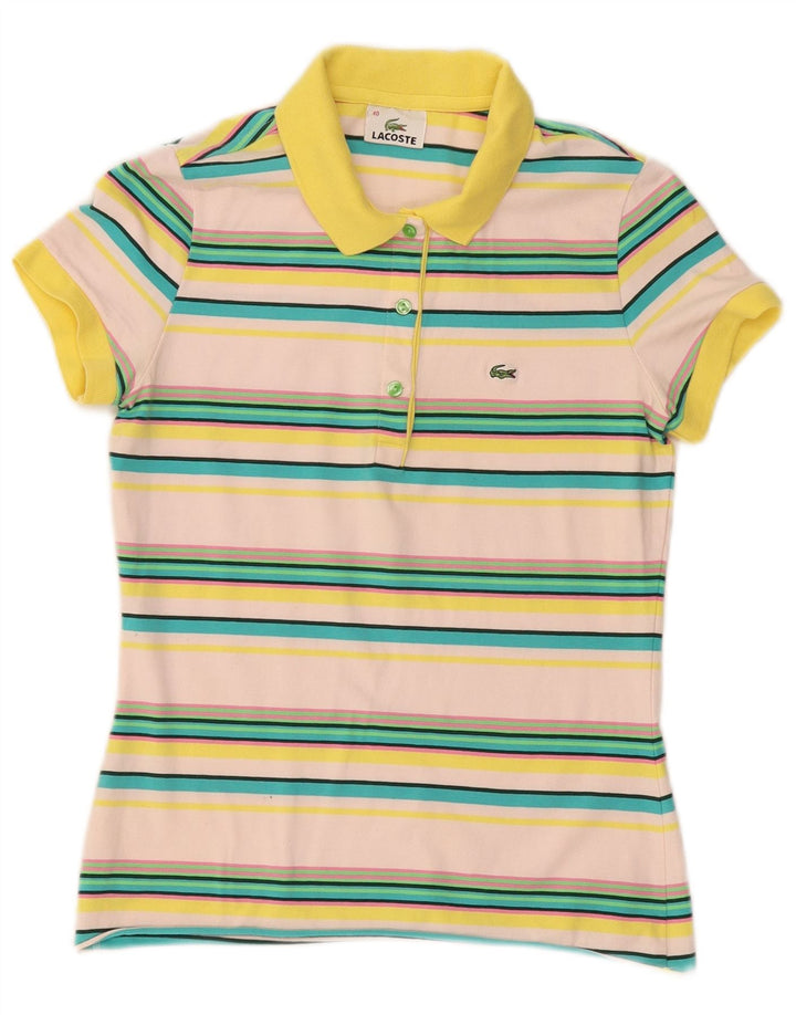Polo LACOSTE para mujer talla 40 mediano algodón a rayas multicolor