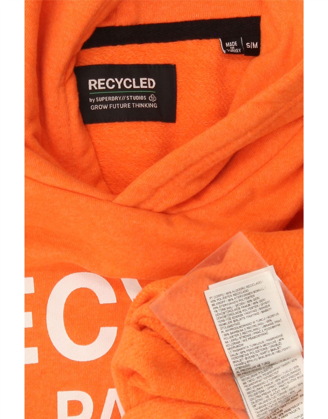 SUPERDRY Jersey con capucha gráfica para hombre pequeño de algodón naranja