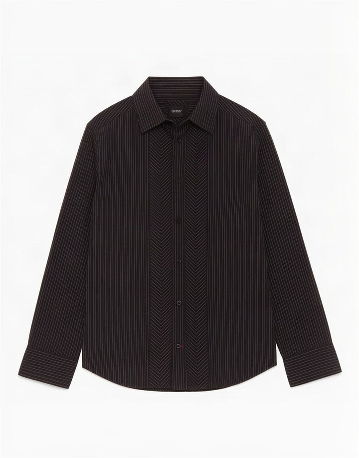 Camisa Guess Hombre Small Algodón A Rayas Negras