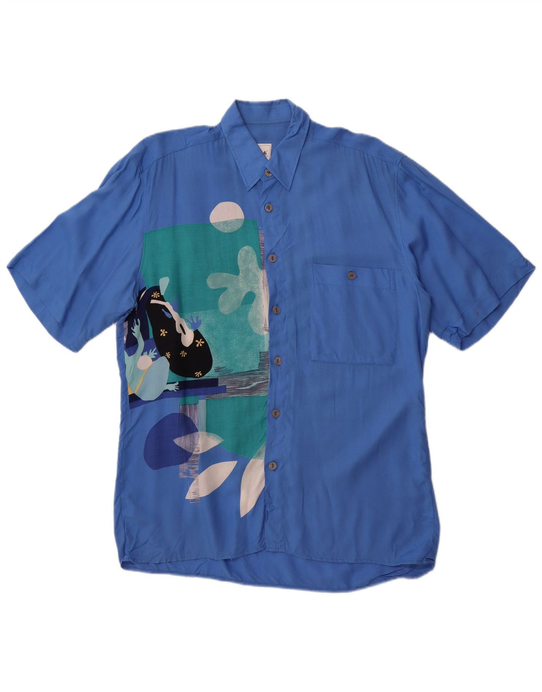 Studio Coletti Camisa gráfica de manga corta para hombre Talla 15 39/40 Azul mediano
