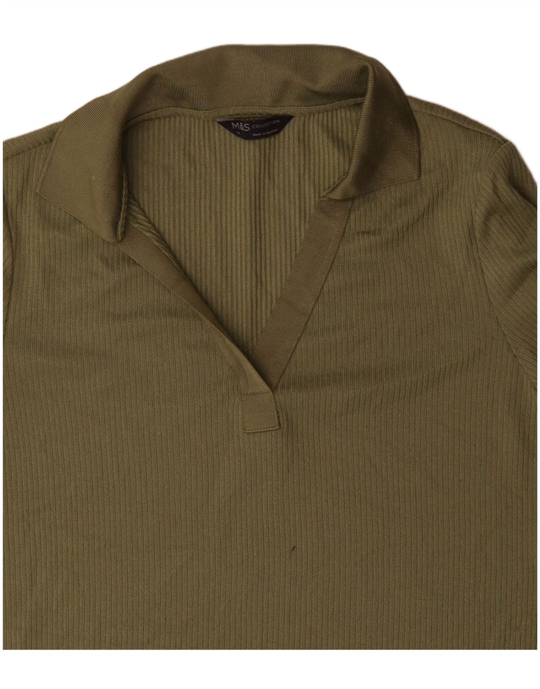 Marks & Spencer Polo de manga larga para mujer UK 44 Grande Poliéster verde
