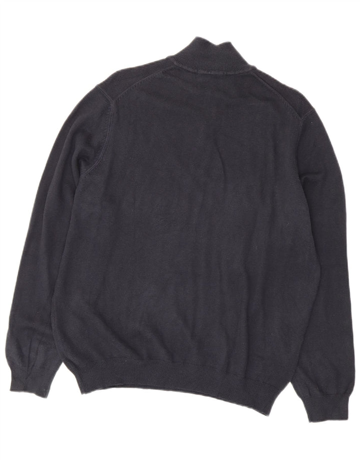 Massimo Dutti Jersey Hombre con Cremallera y Cuello EU 38 Medium Azul Marino Algodón