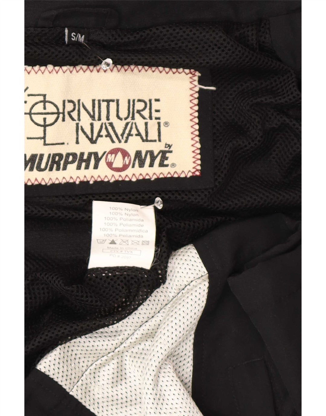Murphy & Nye Chaqueta impermeable con capucha y gráfico para hombre UK 36 Small Black Colourblock