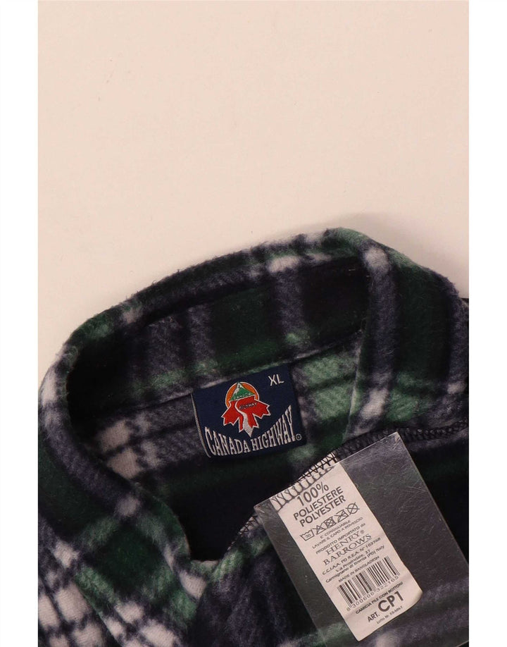 Camisa polar vintage para hombre XL Poliéster a cuadros azul marino