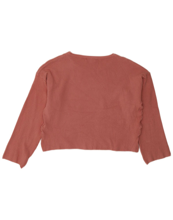 Topshop Womens Oversized Top Long Sleeve UK 10 Small  Pink Acrylic