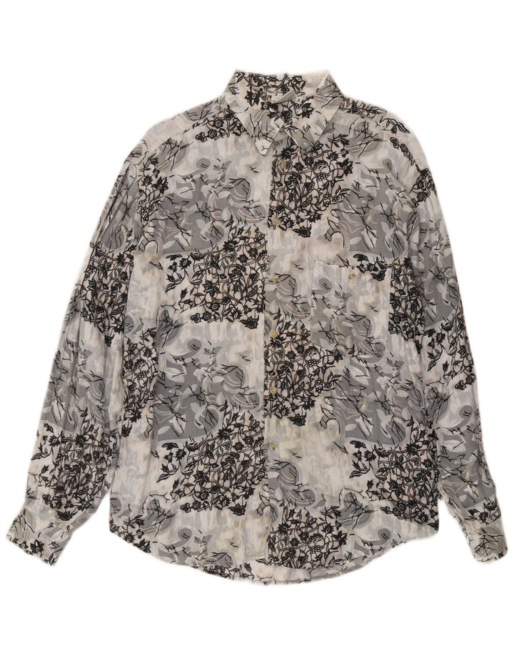 CRIVER Camisa Hombre Viscosa Floral Gris Medio