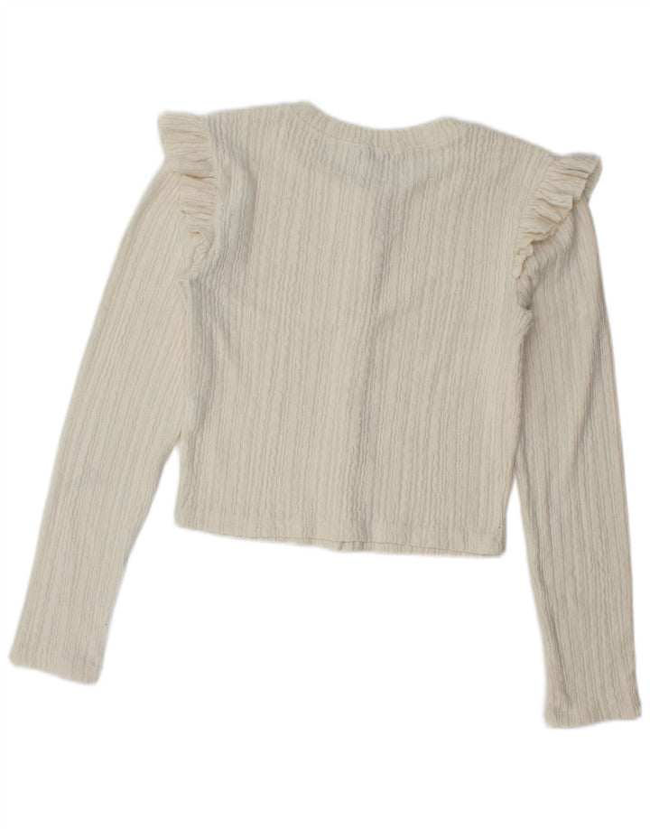 Zara Mujer Crop Cardigan Suéter UK 12 Medio Off White Poliéster