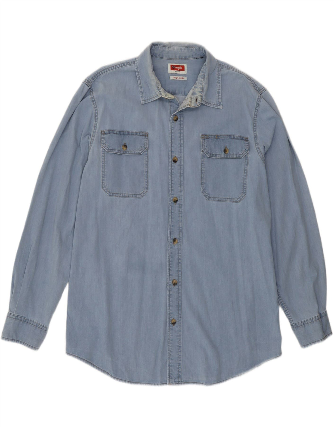 Wrangler Camisa Vaquera Para Hombre Azul Grande