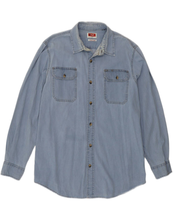 Wrangler Camisa Vaquera Para Hombre Azul Grande