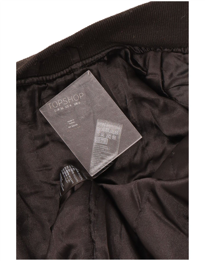 Topshop Chaqueta Bomber para Mujer UK 8 Small Poliéster Negro