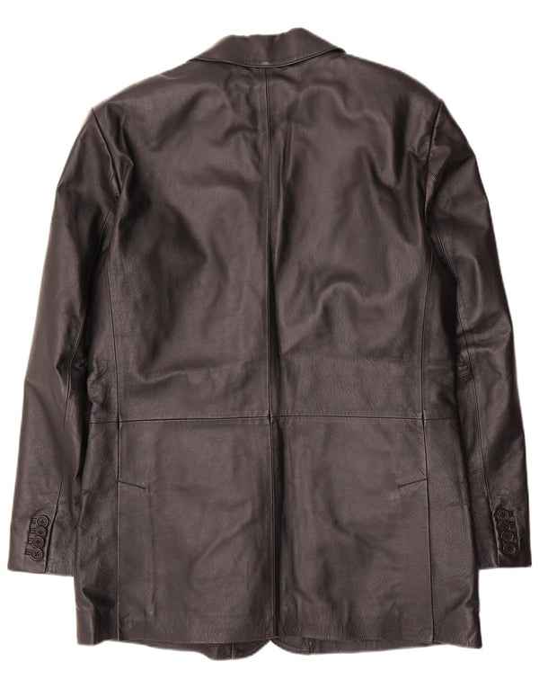 VINTAGE Hombres 2 Botones Cuero Blazer Chaqueta Reino Unido 40 Grande Negro