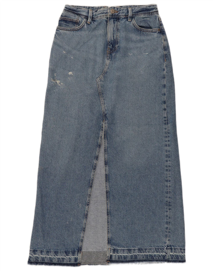 Zara Falda Vaquera Maxi Desgastada XS W24 Azul