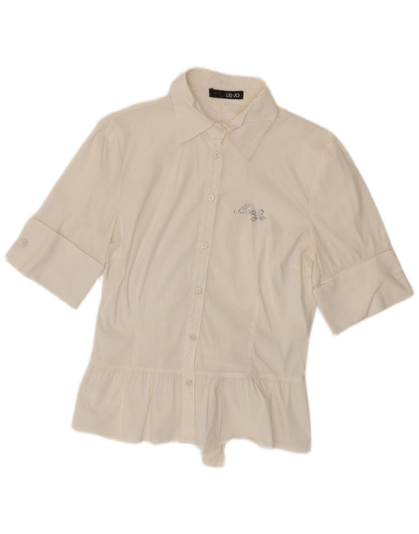 Camisa Liu Jo Mujer Manga Corta IT 44 Medium Blanco Algodón