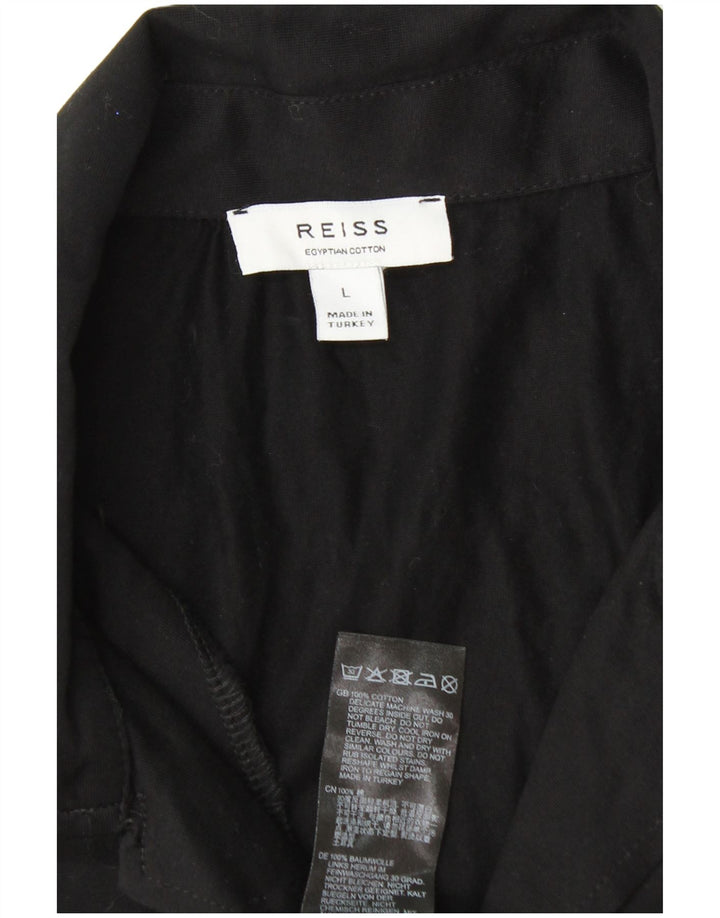 Reiss Camisa de manga corta para hombre, talla grande, algodón negro
