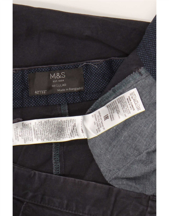 Marks & Spencer Pantalones chinos regulares para hombre W42 L33 Algodón azul marino