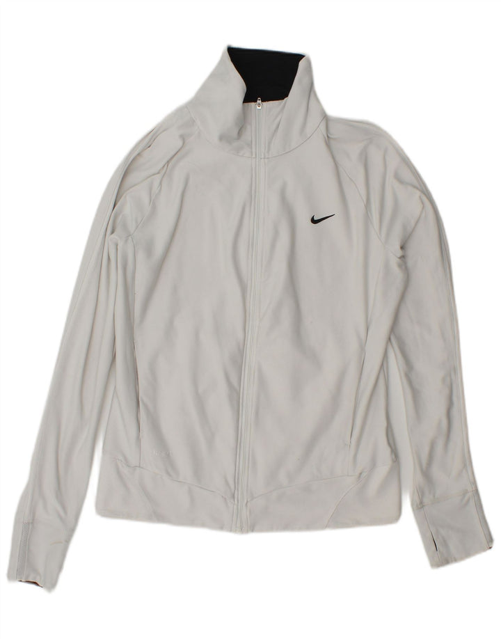 Nike Mujer Dri Fit Chándal Top Chaqueta Reino Unido 14/16 Grande Blanco