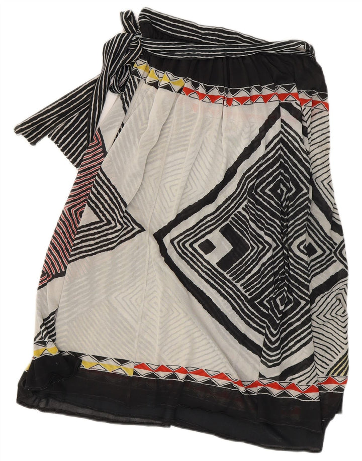 Vintage mujer abrigo falda W28 medio multicolor geométrico