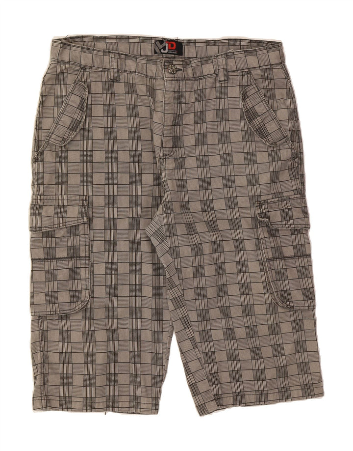 JOHN DEVIN Mens Cargo Bermuda Shorts W36 Large Grey Check Cotton Vintage John Devin and Second-Hand John Devin from Messina Hembry 