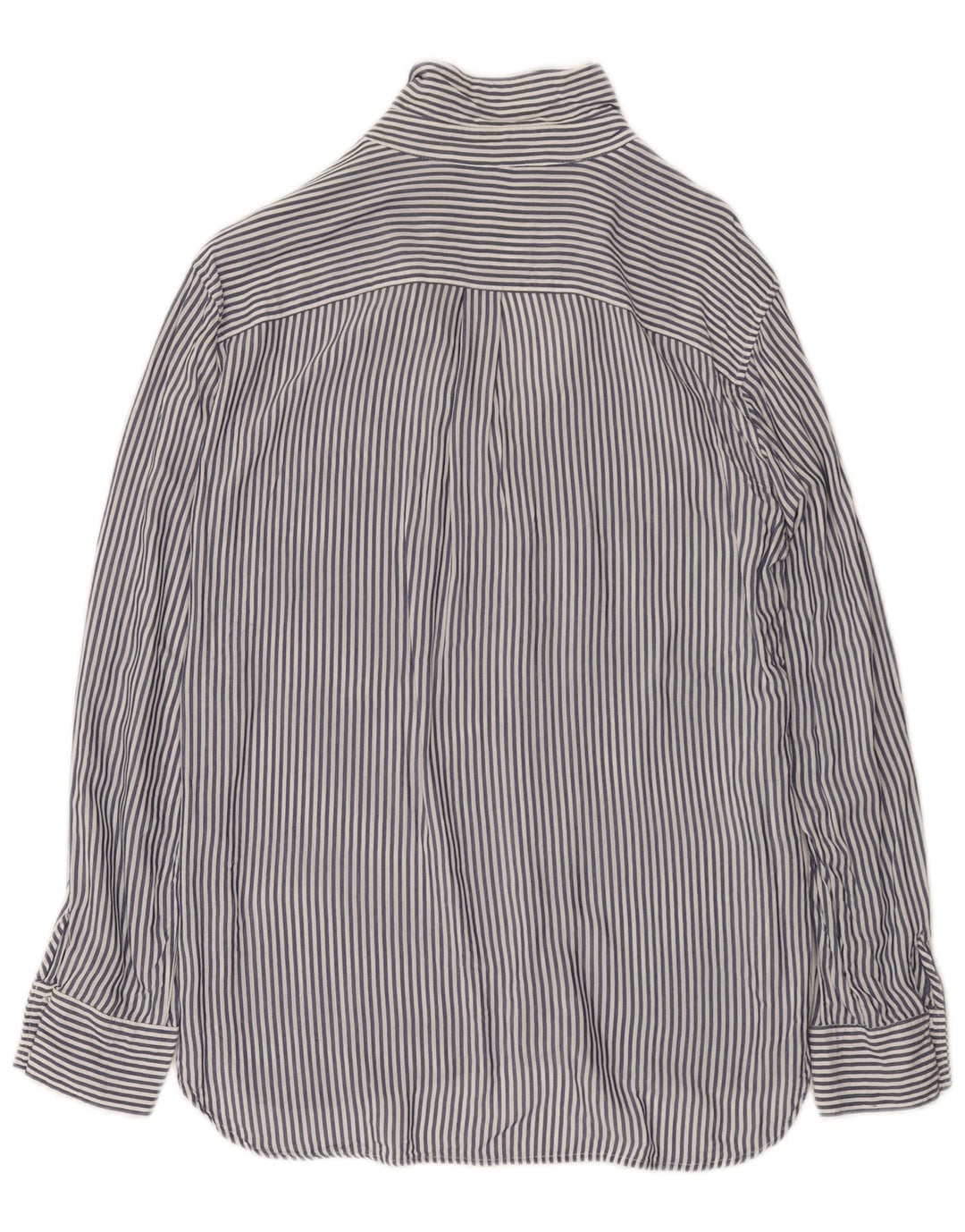 Zara Camisa Mujer UK 40 Mediano Azul Marino Rayas Pintadas